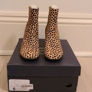 NIB Block heel cheetah calf hair bootie